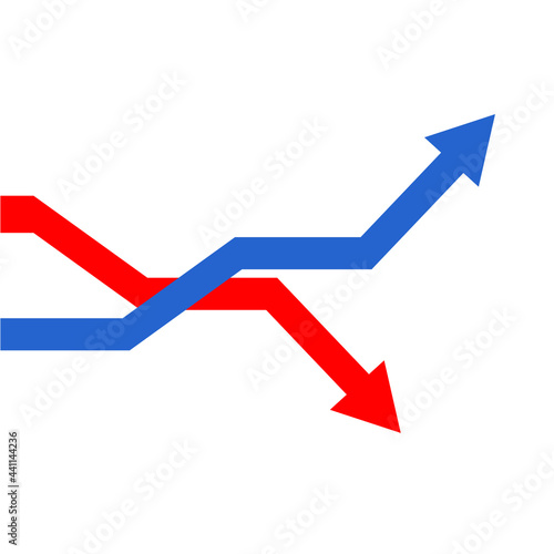 vector arrow graph up blue and down red