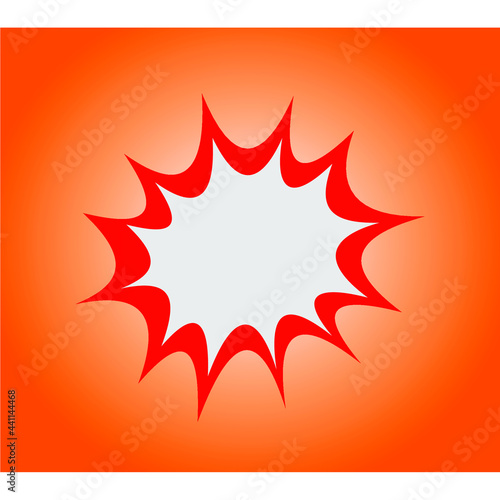 Vector image of an explosion with a shining orange background