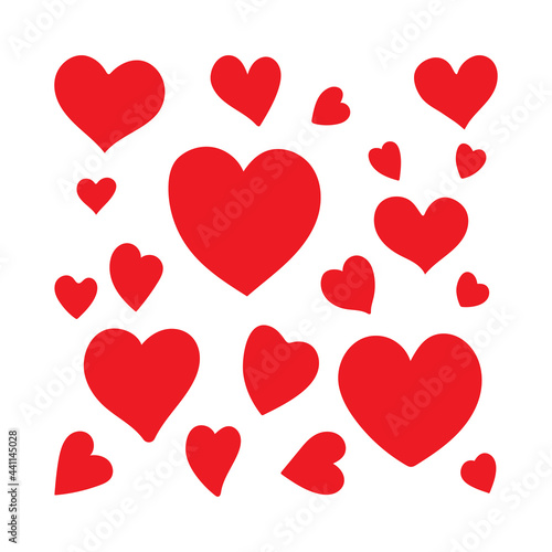 Hearts. Hand drawn various shape hearts vector illustrations set.