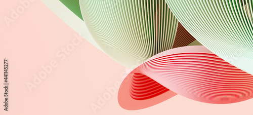 Minimal abstract background for branding and product presentation. green and pink subtle geometric on pink background. 3d rendering illustration. Clipping path of each element included.
