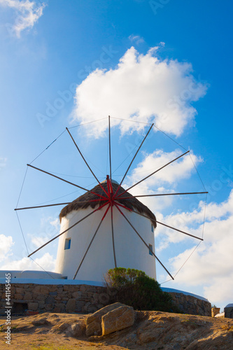 Single windmill in Mykonos island cyclades Greece