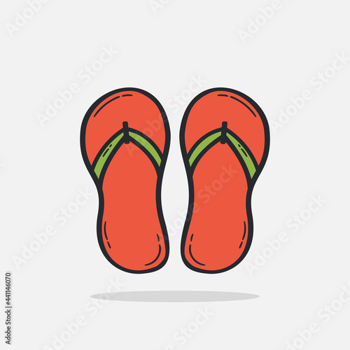 Hand drawn flip flops icon Design Template. vector sketch doodle illustration isolated on white background. Summer vacation and leisure symbol.