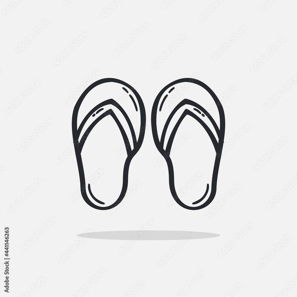 Hand drawn flip flops icon Design Template. vector sketch doodle illustration isolated on white background. Summer vacation and leisure symbol. Perfect For coloring books and stickers. Hand drawn flip flops icon Design Template. vector sketch doodle illustration isolated on white background. Summer vacation and leisure symbol. Perfect For coloring books and stickers.