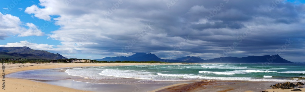 Kleinmond beach and cloudy sky. Overberg, Whale Coast, Western Cape. South Africa
