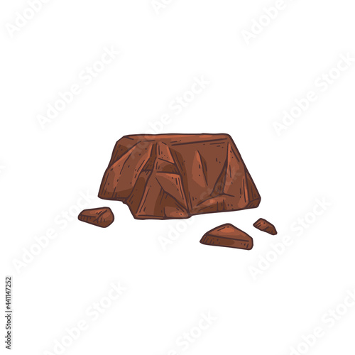 Piece of unformed chocolate hand drawn engraving vector illustration isolated. photo