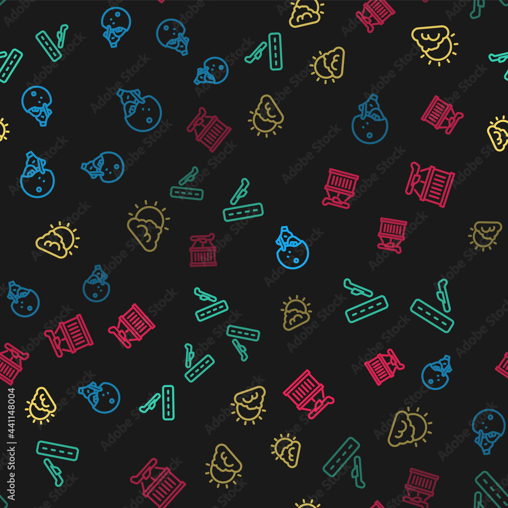 Set line Modern pilot helmet, Plane landing, Sun cloud weather and on seamless pattern. Vector Set line Modern pilot helmet, Plane landing, Sun cloud weather and on seamless pattern. Vector