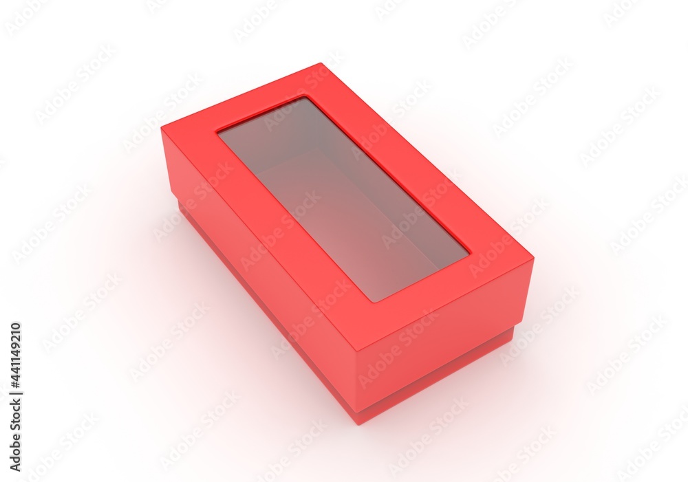 White blank rectangular hard window box for branding mock up template, 3d illustration. White blank rectangular hard window box for branding mock up template, 3d illustration.