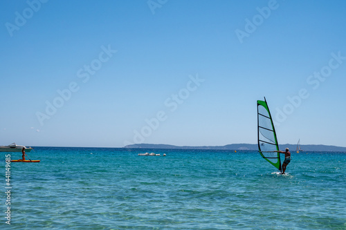 Summer vacation in France on Mediterranean sea, watersport activities in sunny day