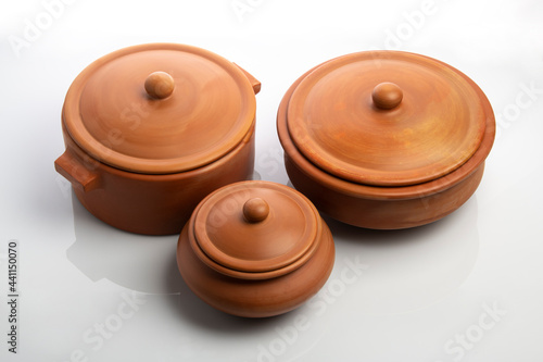 Clay Pots Isolated on White Background