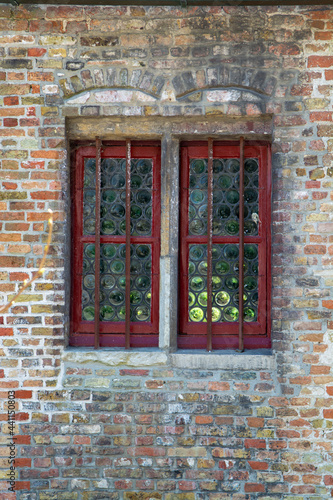 27 April 2021, Bruges, Belgium, walking on medieval Bruges streets in sunny day, travel destination