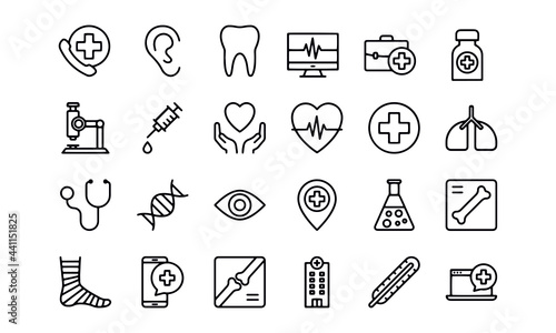 Healthcare And Medical Line Icon Set vector design 