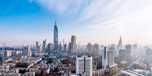 Dusk scenery of Zifeng Building and city skyline in Nanjing, Jiangsu, China  © Govan