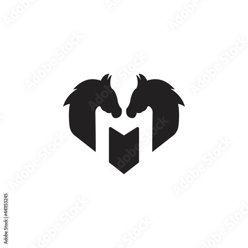 the silhoutte font m in the middle two horses logo
the simple logo from black and white and feel corporate