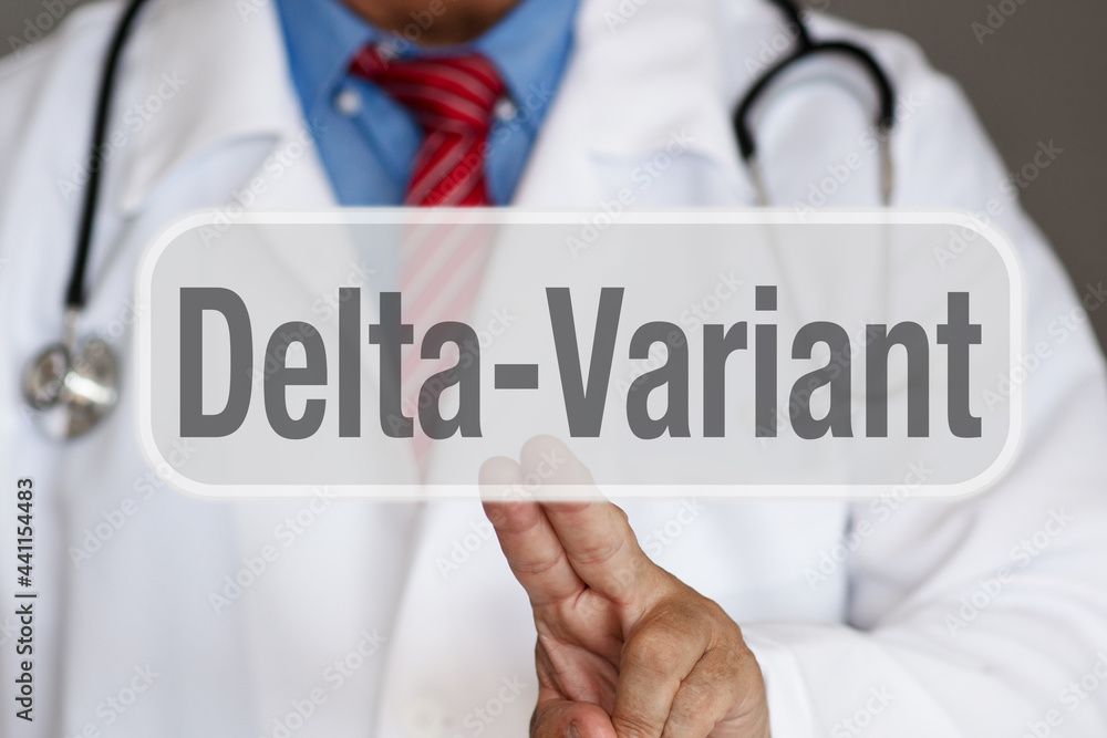 Delta-Variant Button - Doctor touching screen Delta-Variant Button - Doctor touching screen
