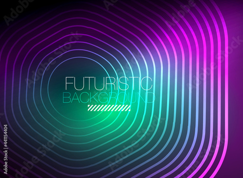 Neon color square shape lines abstract background. Shiny magic energy and motion concept, vector abstract wallpaper background