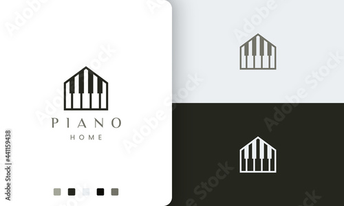 simple and modern piano house logo or icon for the community