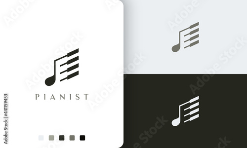 simple and modern piano player logo or icon
