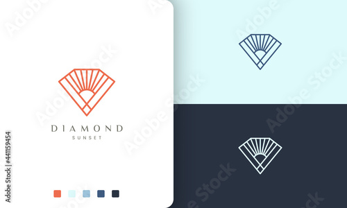 diamond or sun logo in mono line style