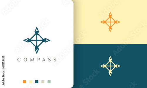 travel or explorer logo vector design with simple and modern compass shape