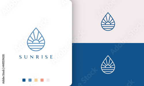 water or pool logo in mono line and modern style