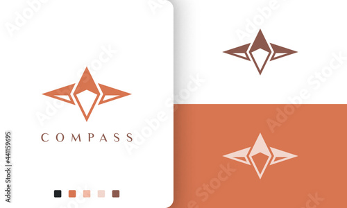 travel or adventure logo vector design with simple and unique compass shape