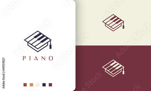 simple and modern piano school academy logo or icon