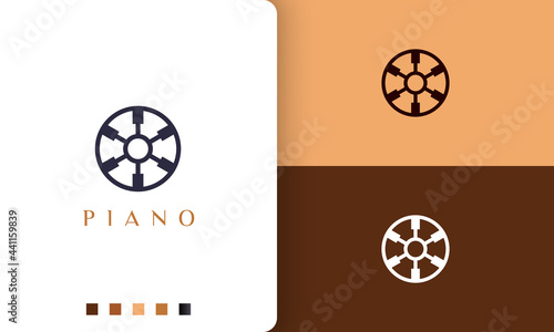 simple and modern piano community logo or icon