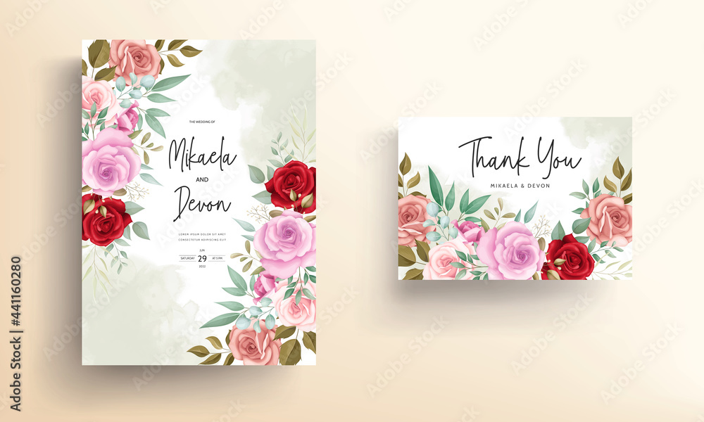 Elegant wedding card floral design