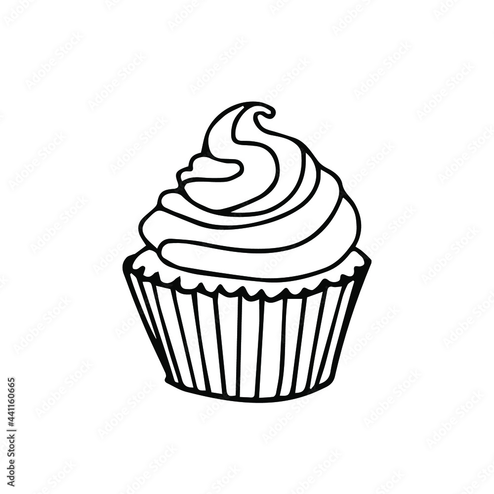 Cupcake hand drawn illustration. set of vector cupcakes for your design. doodle isolated on white background Cupcake hand drawn illustration. set of vector cupcakes for your design. doodle isolated on white background