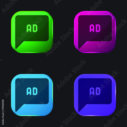 Ad four color glass button icon