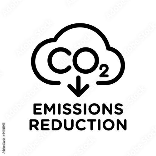 CO2 carbon emissions vector concept icon badge photo