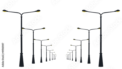 alley street lamp, silhouette isolated, vector