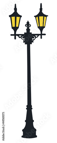 street lamp, silhouette isolated, vector