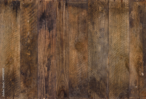 Wood background from old planks. Wooden texture of vintage weathered reclaimed barn wood, with rusty nails cracks and stains, sharp and detailed.