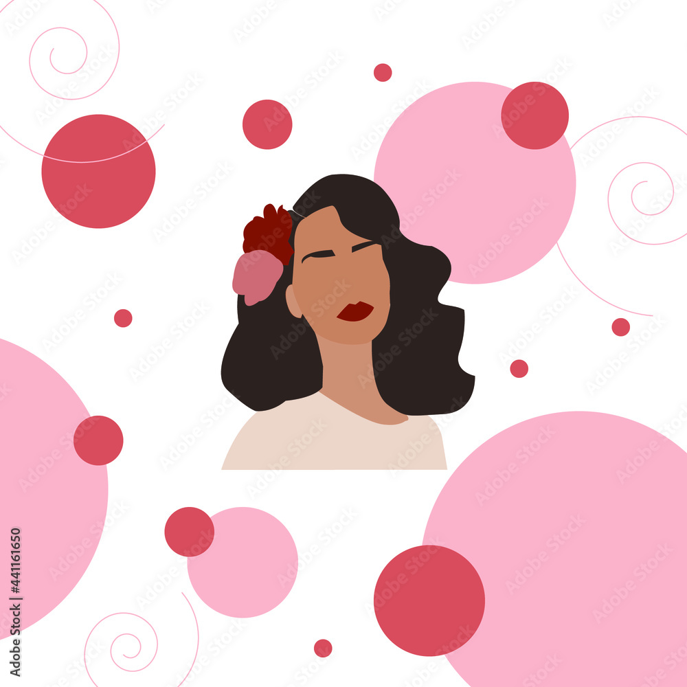 Vector illustration, flat design. Beautiful girl on a white background. Illustration for web design, icons, badges, postcards. Vector illustration, flat design. Beautiful girl on a white background. Illustration for web design, icons, badges, postcards.