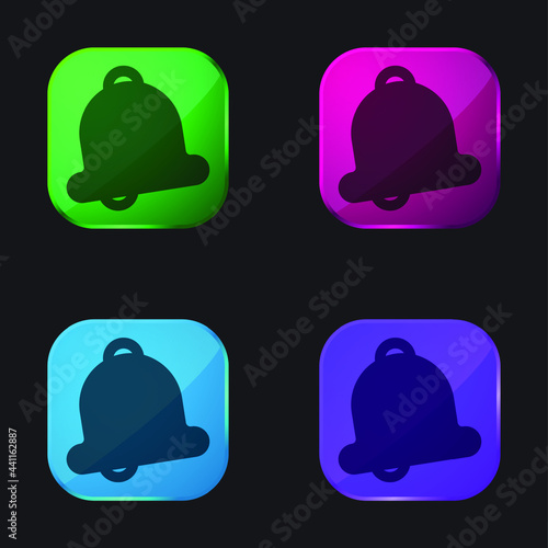Bell four color glass button icon