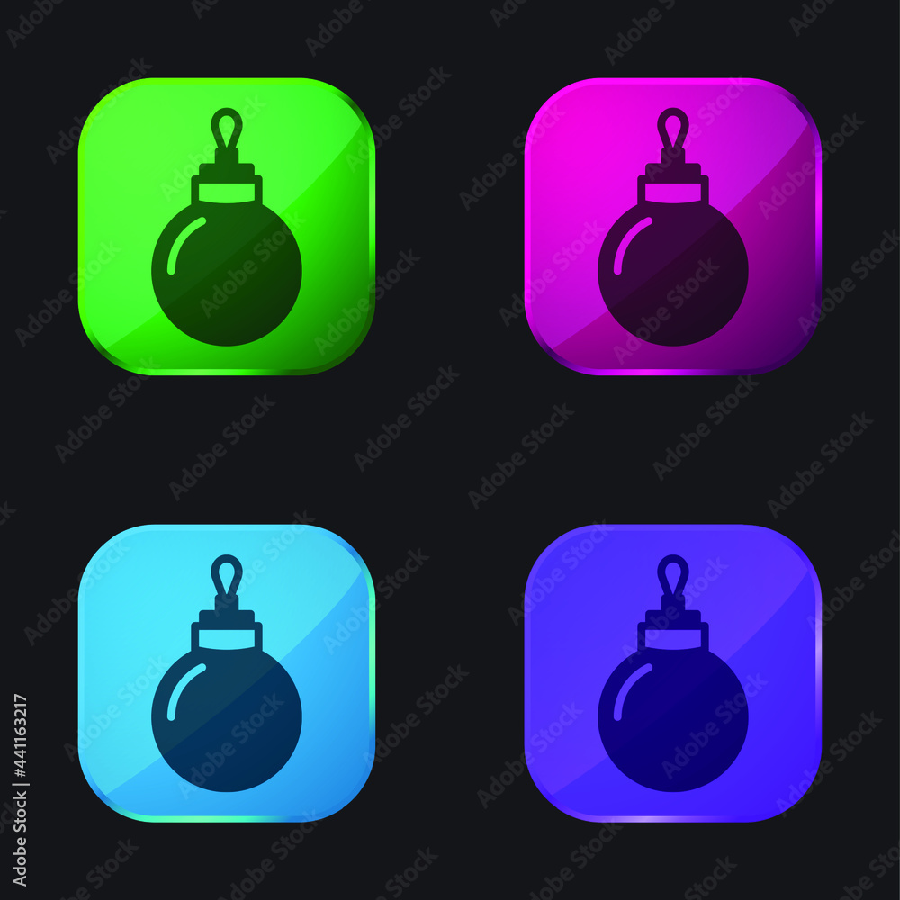 Bauble four color glass button icon Bauble four color glass button icon