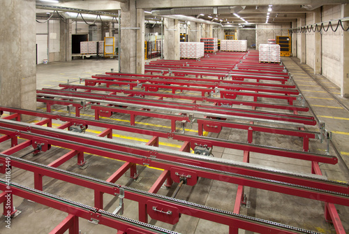 Warehouse, cartons and boxes of beer photo