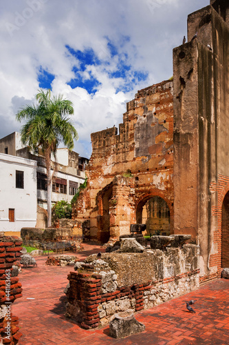 ruins of the cathedral San Francisco Church and Monastery of the Caribbean tourist mecca Santo Domingo