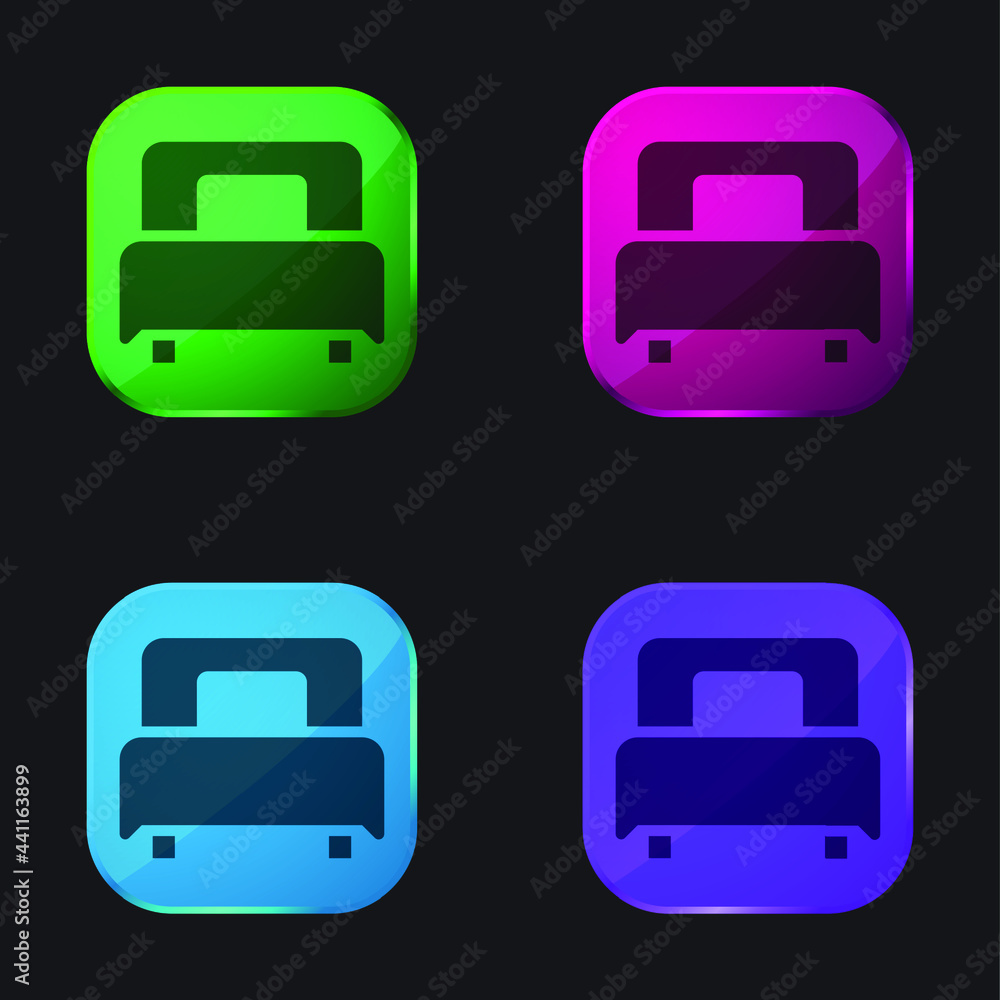 Bed four color glass button icon Bed four color glass button icon