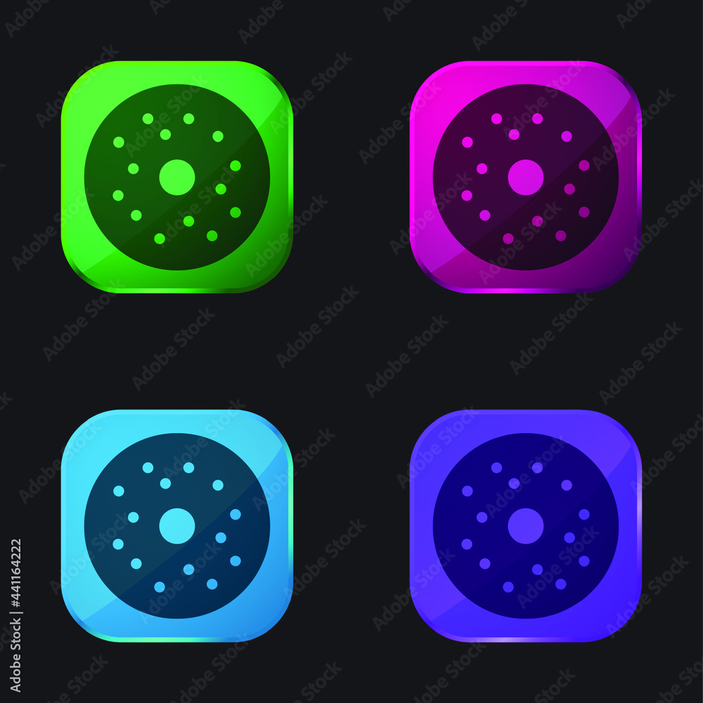 Bagel four color glass button icon Bagel four color glass button icon