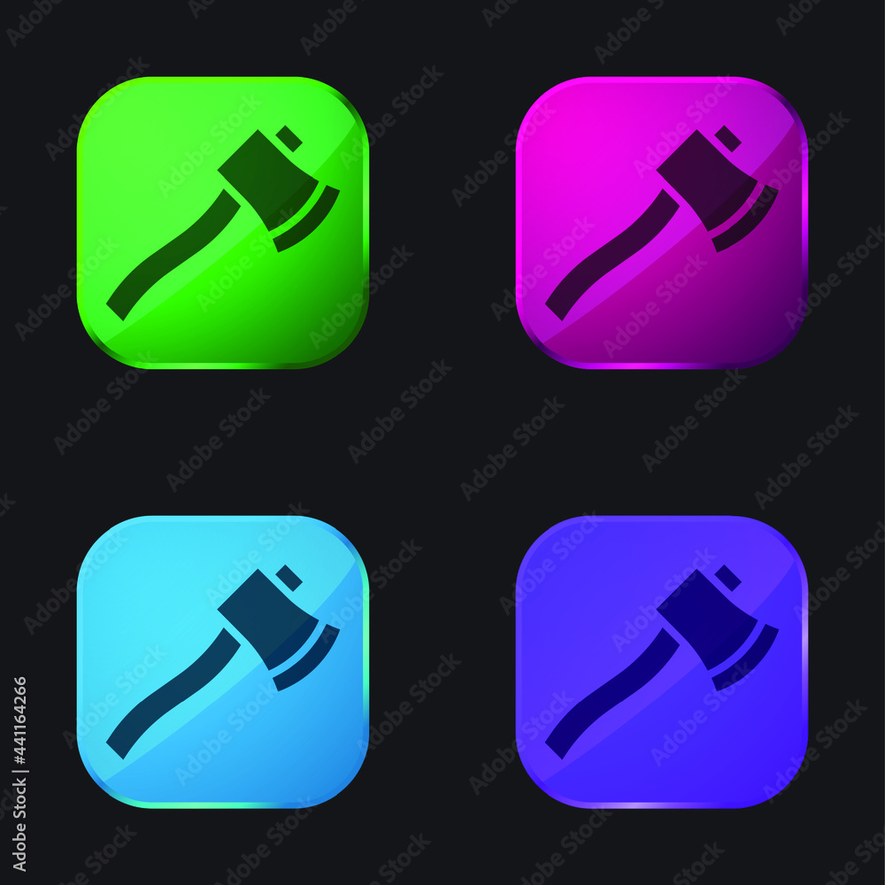 Axe four color glass button icon Axe four color glass button icon