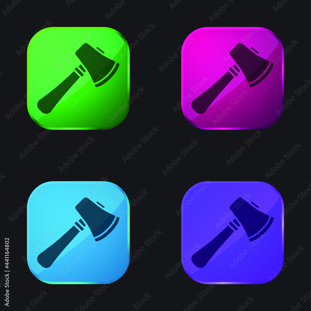 Axe four color glass button icon Axe four color glass button icon