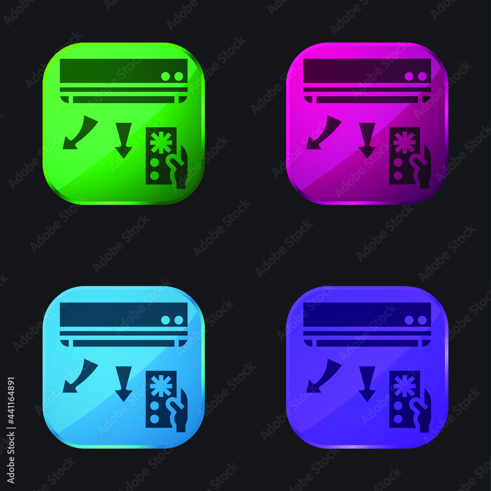 Air Conditioner four color glass button icon Air Conditioner four color glass button icon