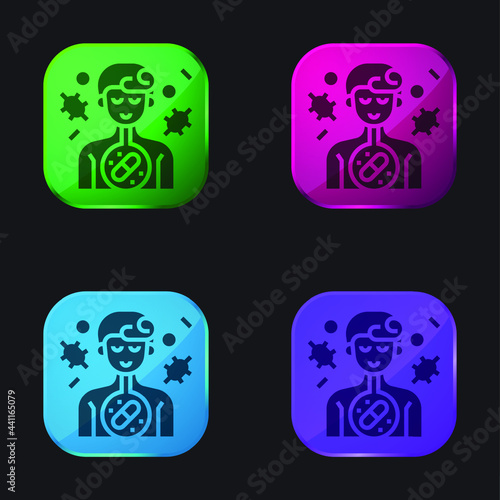 Antibiotic four color glass button icon