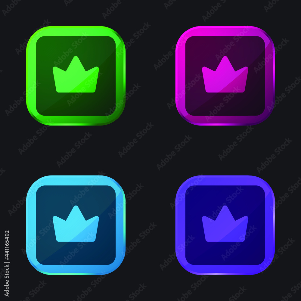 Badge four color glass button icon Badge four color glass button icon