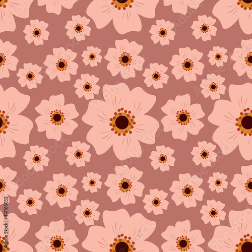 Flower vector illustration seamless pattern. Vector templates for card  poster  flyer  banner and other use.Wrapping paper textile fabric.