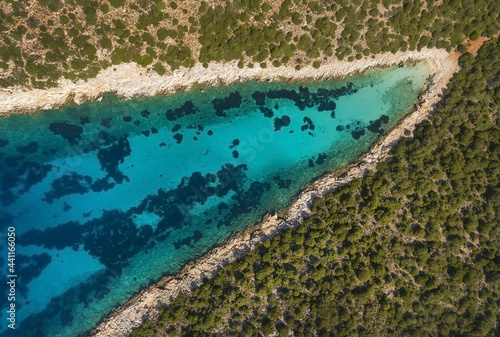 View from drone of the idyllic coast of the uninhabited island of Skantzoura in the Northern Sporades © Giovanni Rinaldi