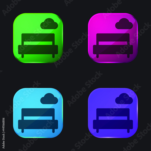Bench four color glass button icon