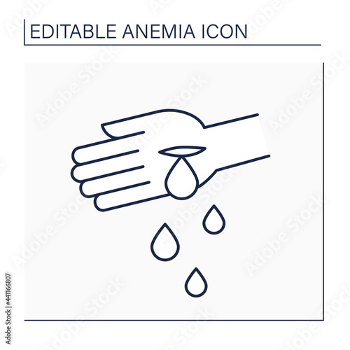Anemia line icon. Disease symptoms. Blood loss. Bleeding, hemorrhage. Health protection concept. Isolated vector illustration. Editable stroke